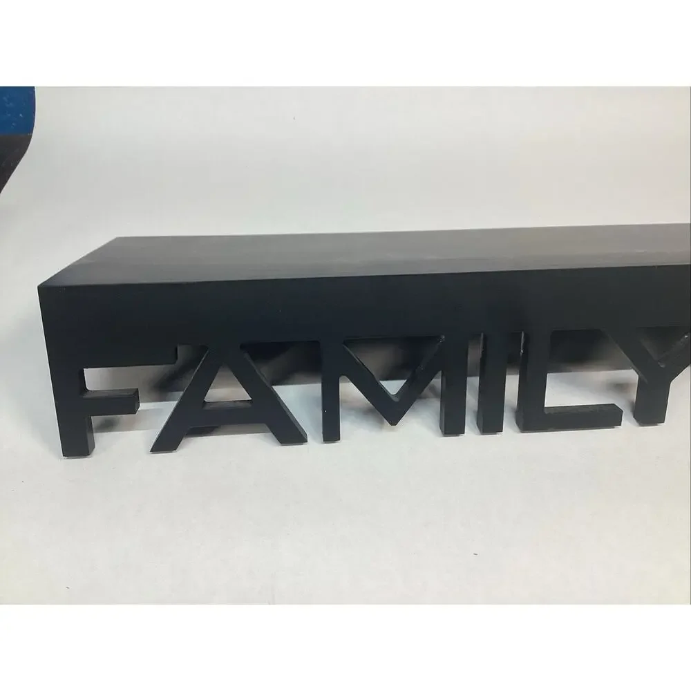 ‘Family’ Wooden Black Floating Wall Shelf - 18x5.5”
